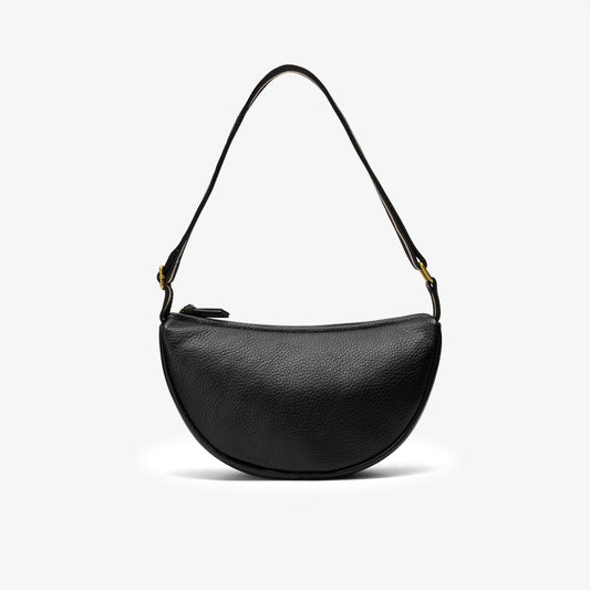 Leather Crescent Crossbody Bag Black - US 1494