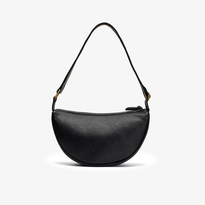 Leather Crescent Crossbody Bag Black - US 1494