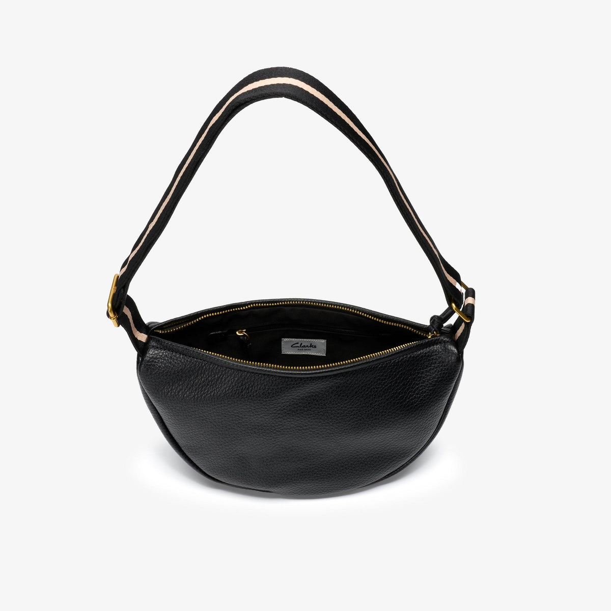 Leather Crescent Crossbody Bag Black - US 1494