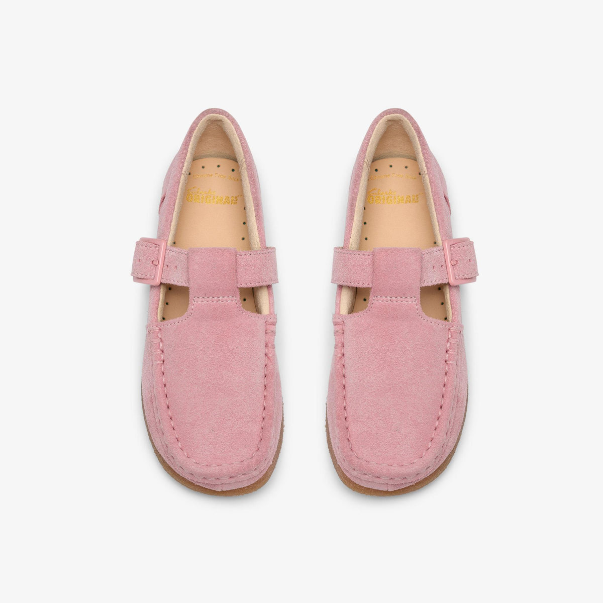 Wallabee T Bar Big Kids Pink Suede - US 3043