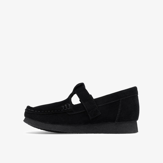 Wallabee T-Bar Kids Black Suede - US 0517